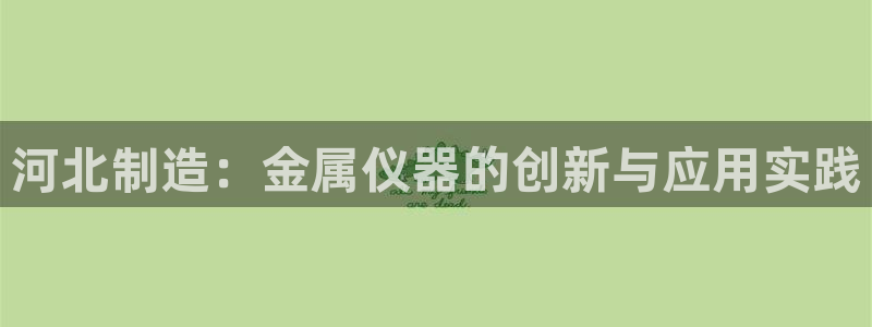 恒行娱乐登录5ll533主管一流：河北制造：金属仪器的创新与