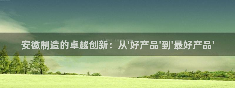 恒行代理总代主导 6ll5l：安徽制造的卓越创新：从\'好产